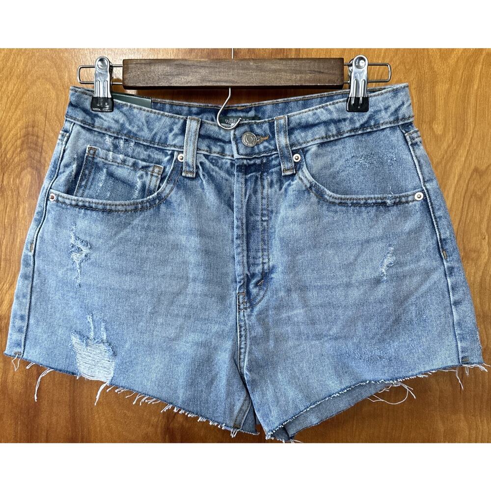 NWT Wild Fable Super High Rise Cut Off Distressed Shorts Sz 2 Hidden Button Fly